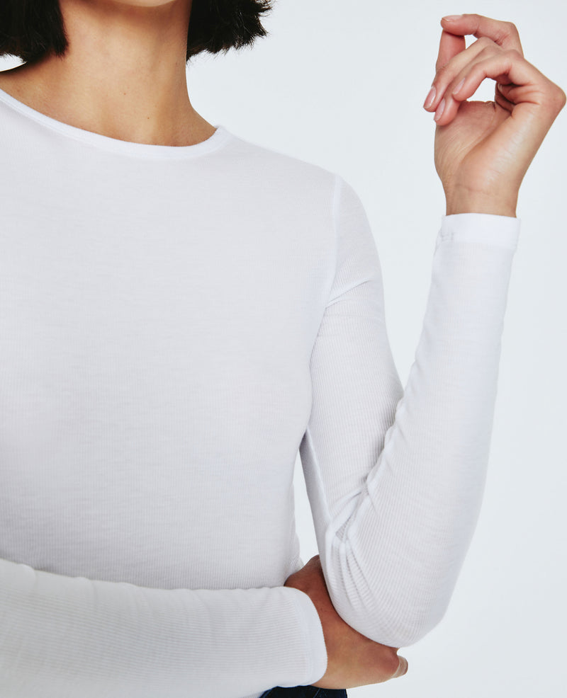 White Long Sleeve Crew Neck Top