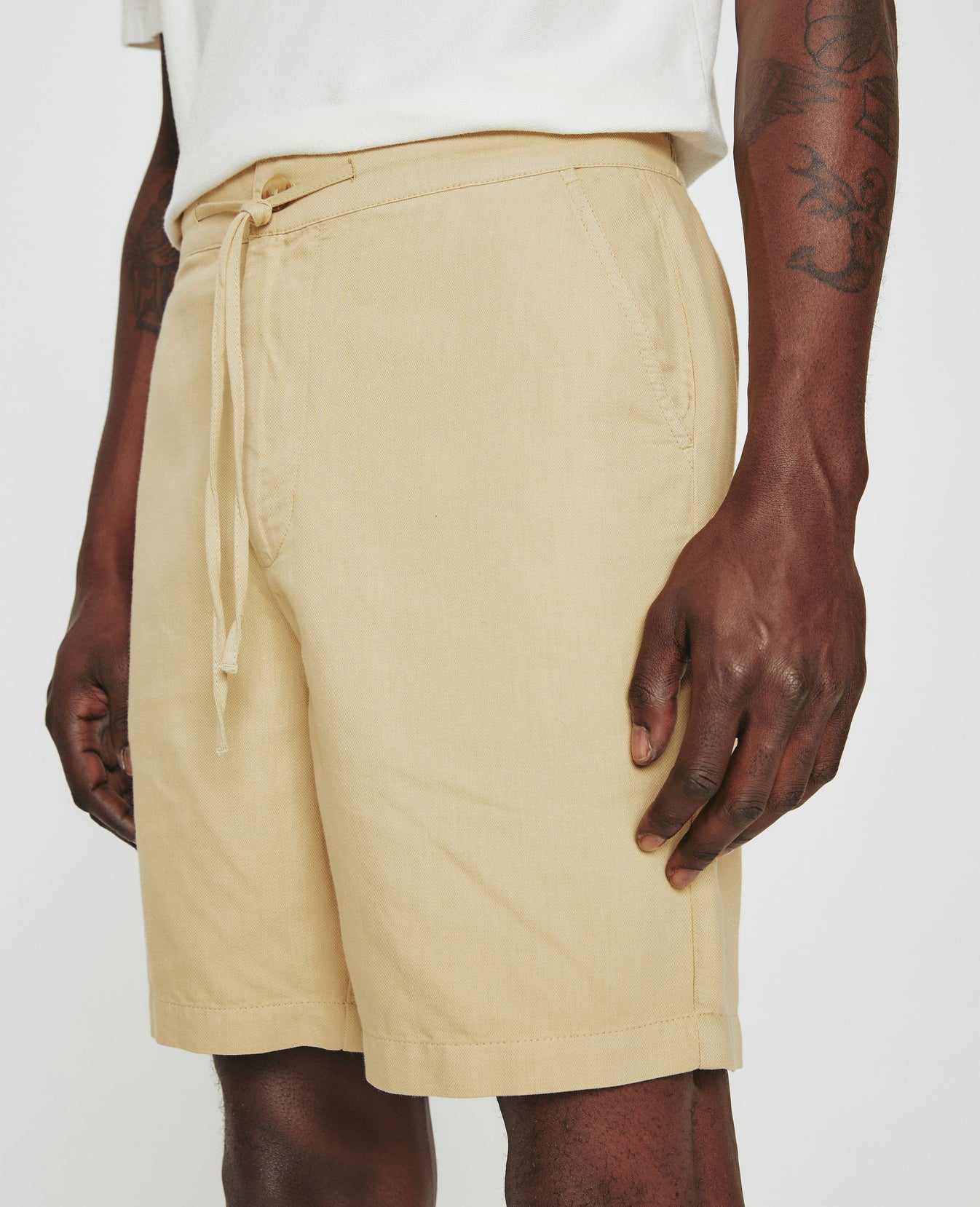 Paxton Linen Draw-Cord Short Wheat Fields Mens Bottom Photo 3