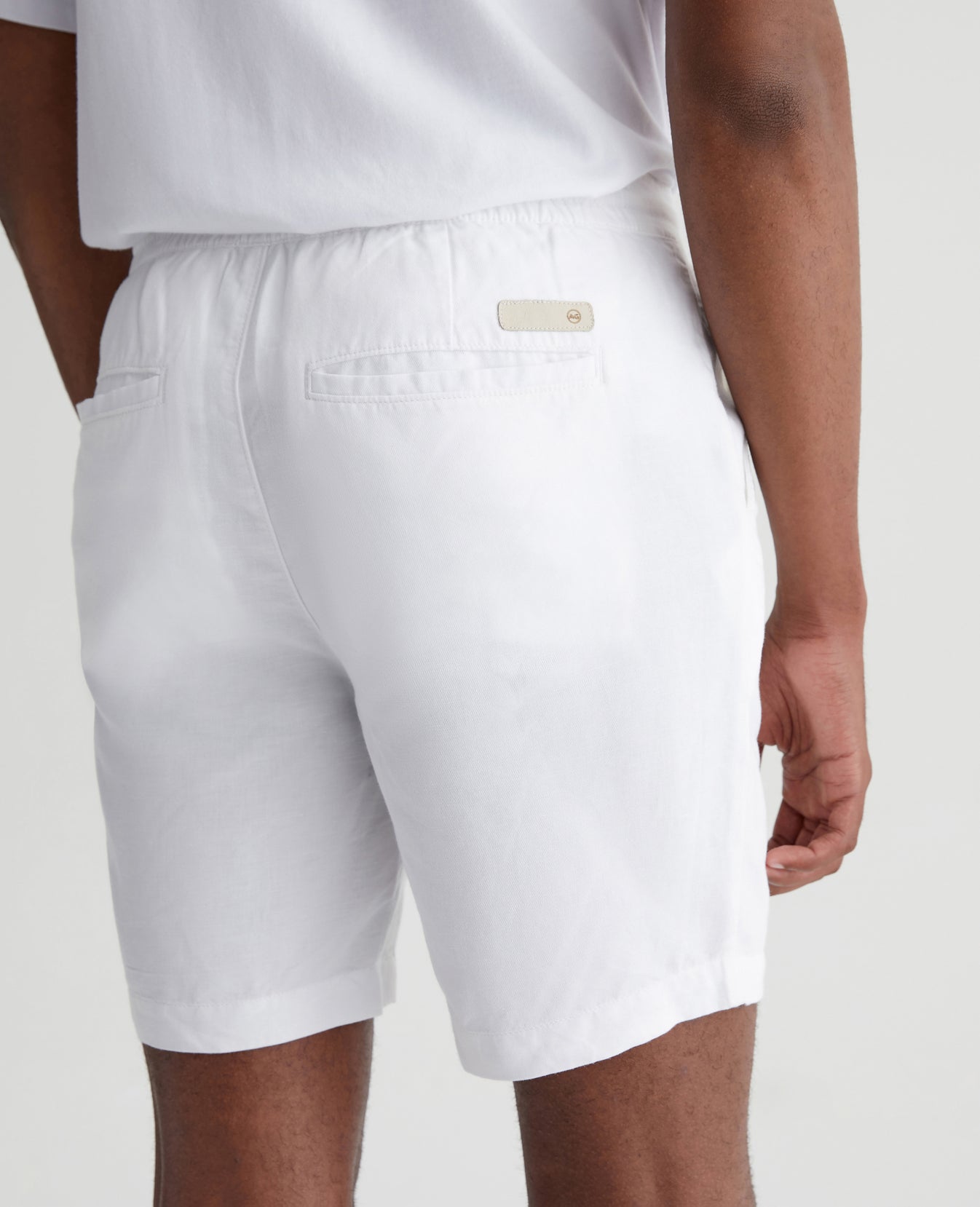 Paxton Linen Draw-Cord Short White Mens Bottom Photo 5