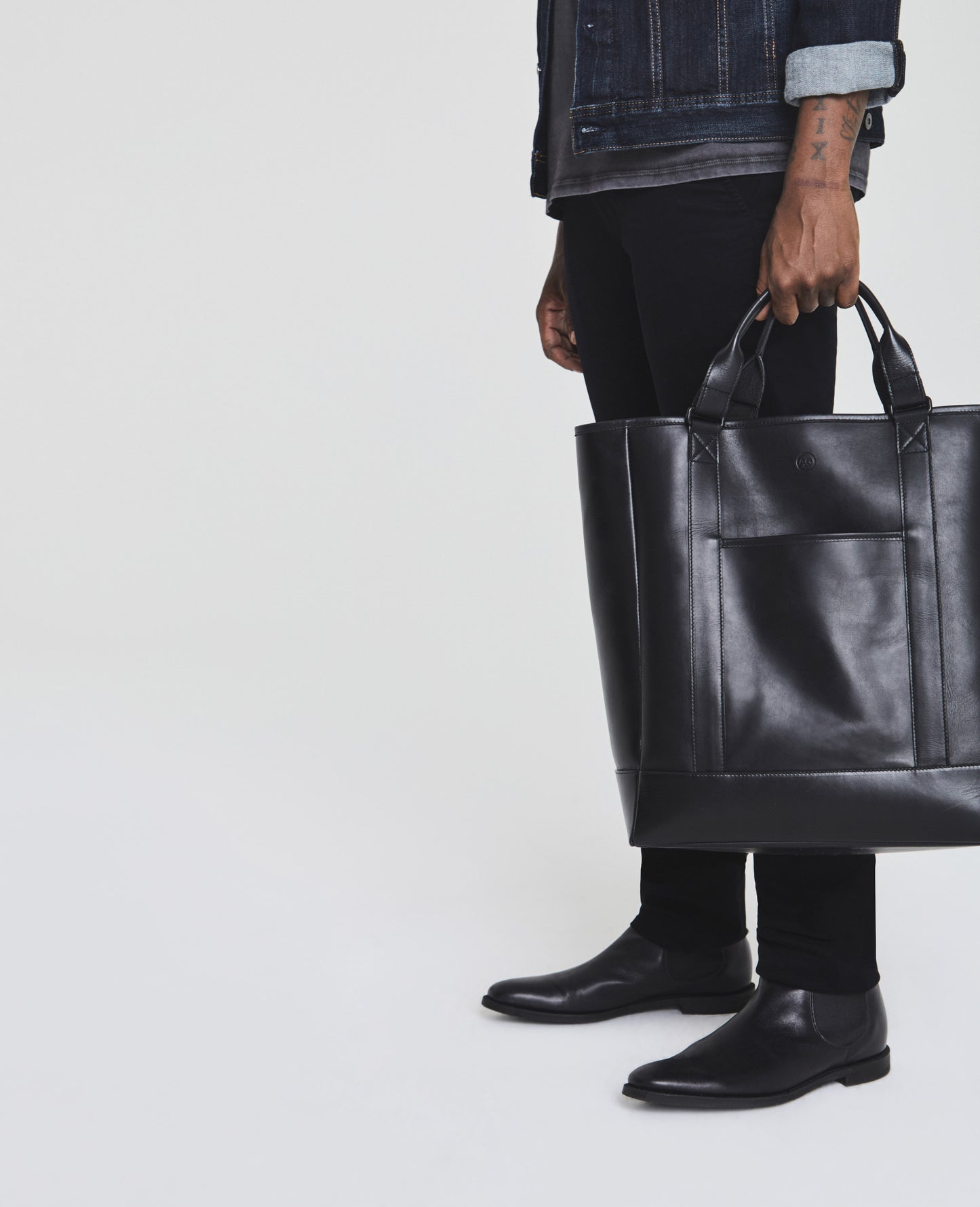 COS Leather Shopper Bag in Black