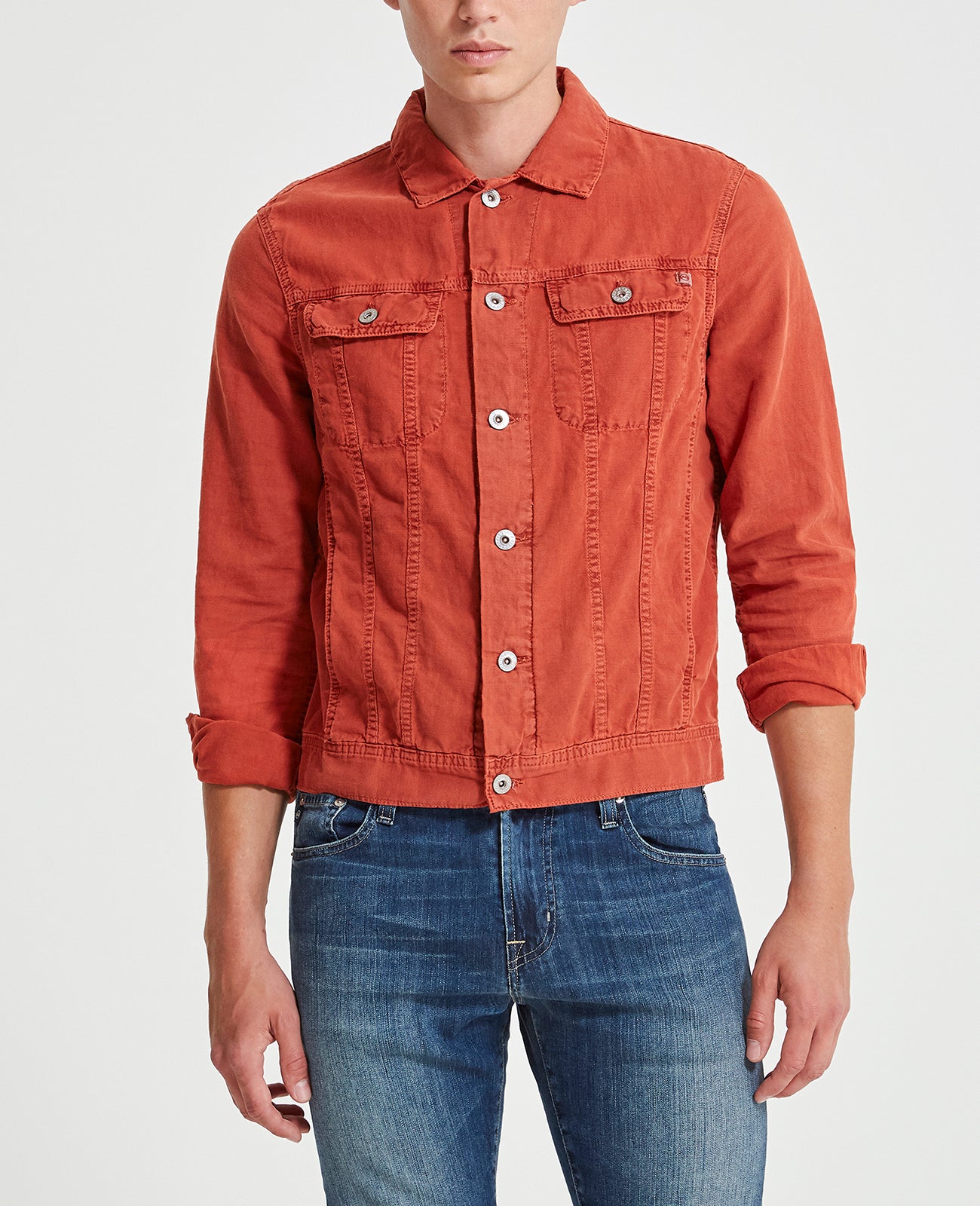 Men Red Denim Jacket