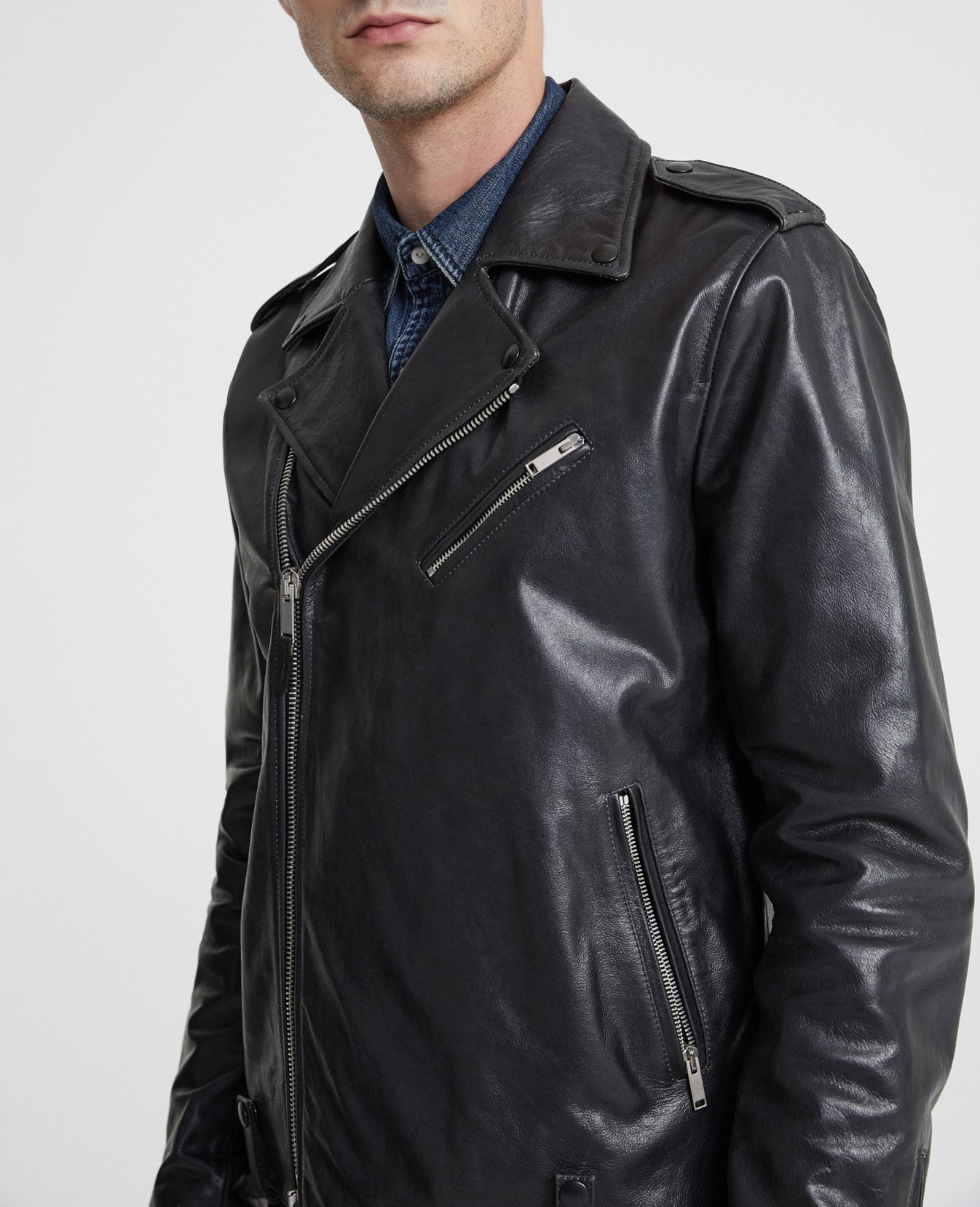 Kuro Leather Jacket True Black Mens Top Photo 2