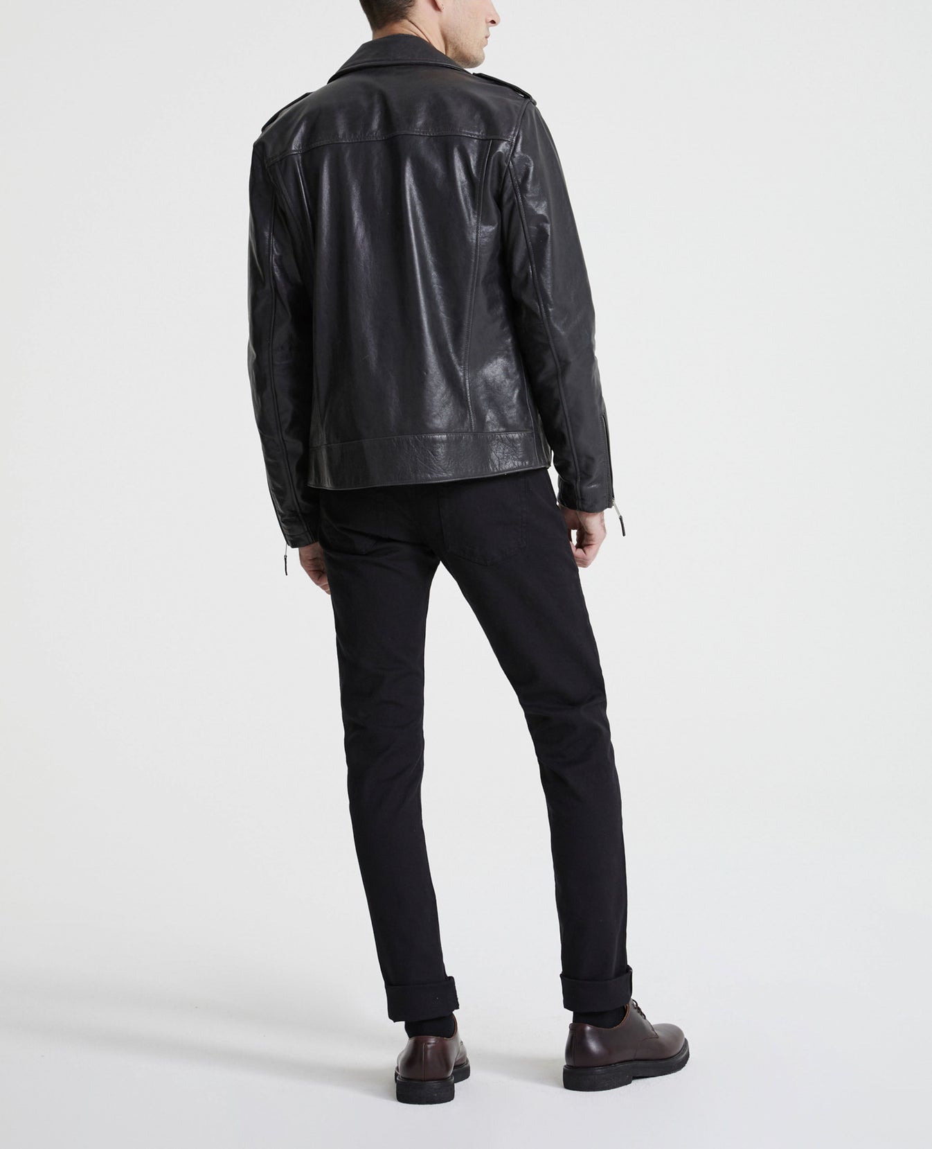 Kuro Leather Jacket True Black Mens Top Photo 4