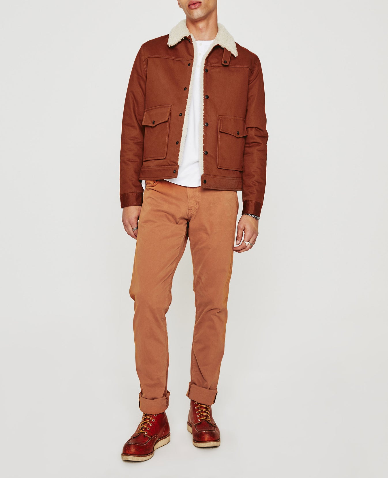 Silo Shearling Lined Jacket Cognac Mens Top Photo 4