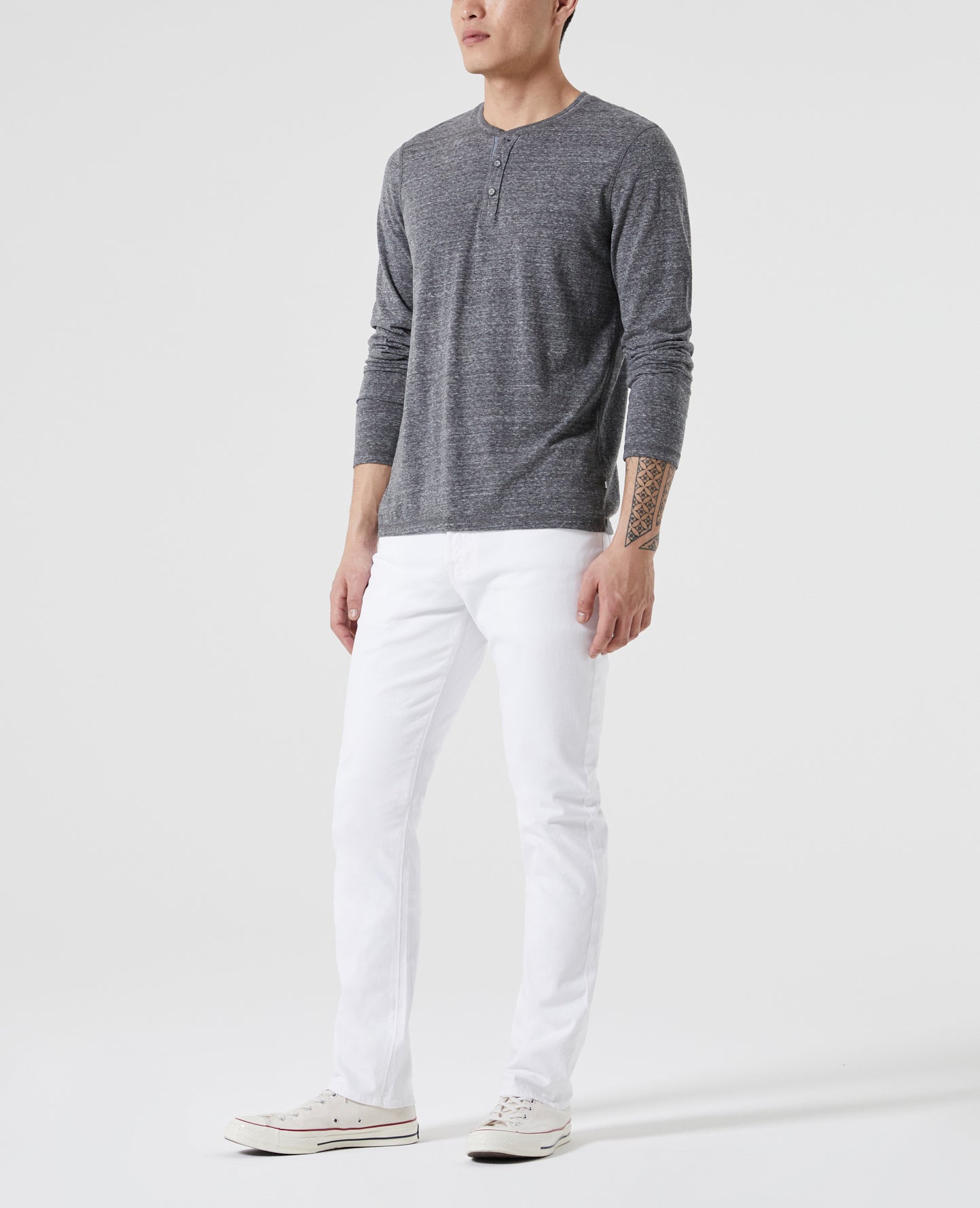 Heather Grey Long Sleeve Henley