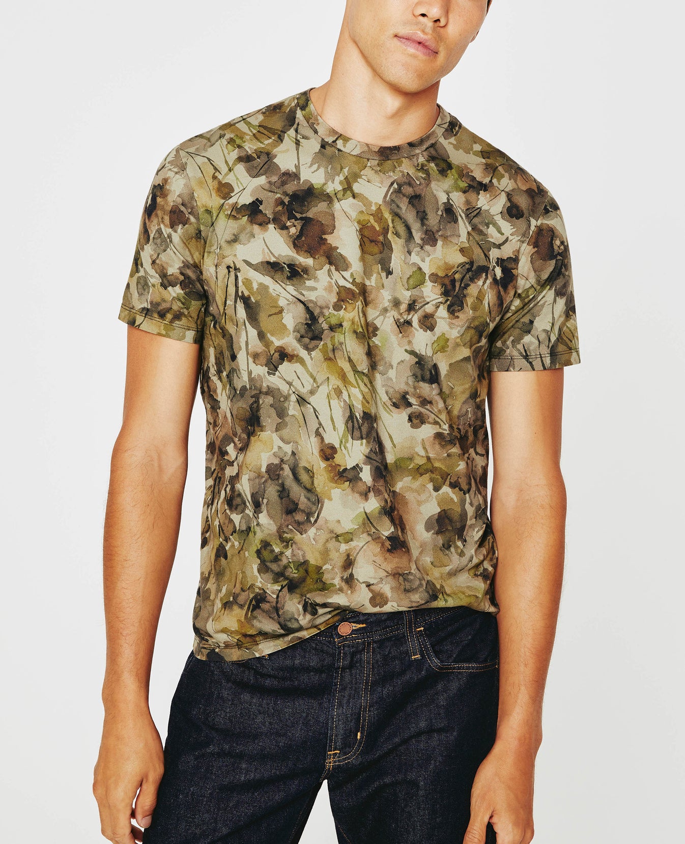 Bryce Crew Hidden Bloom Green Multi Classic Crew Neck Men Tops Photo 1