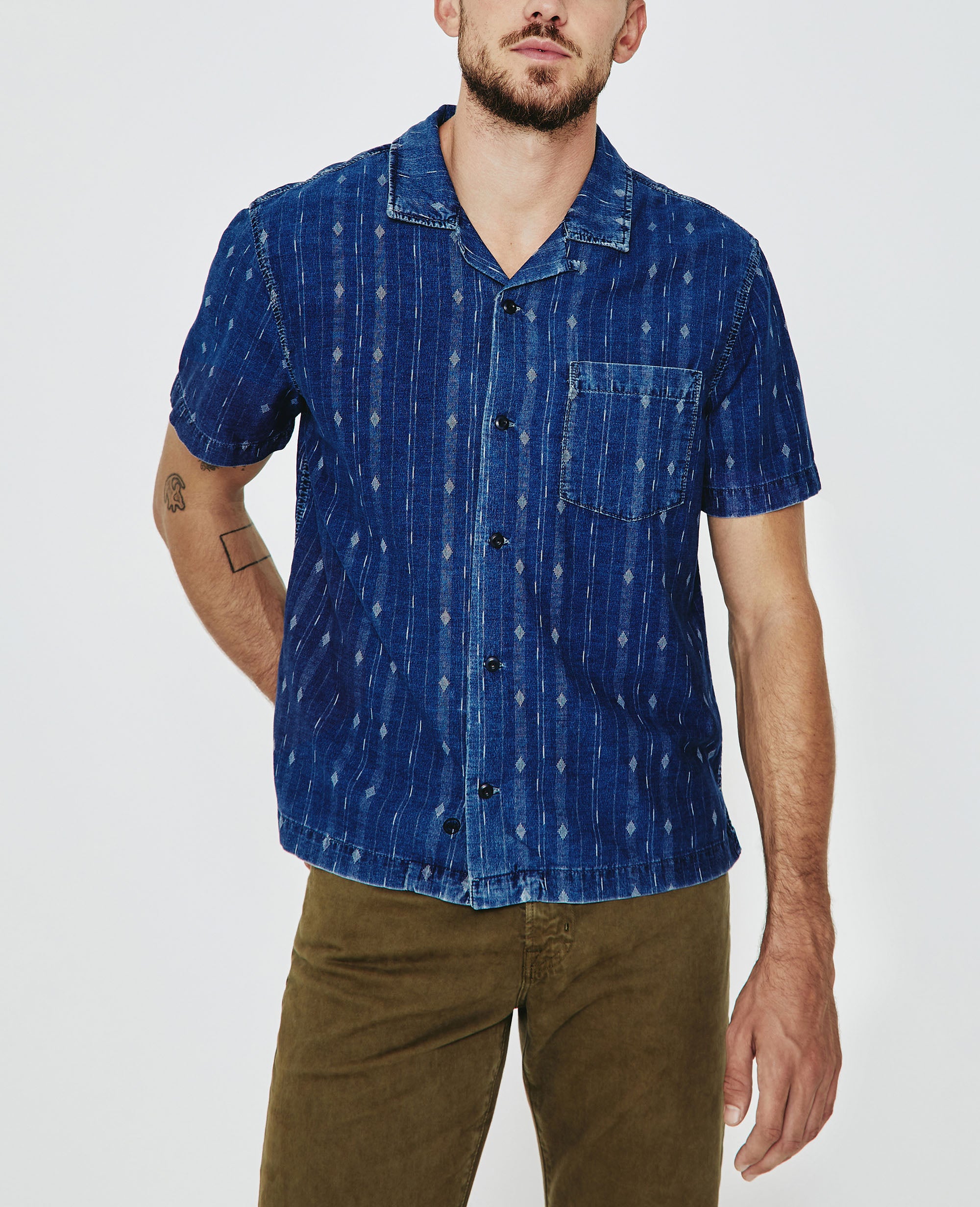 Mens Foster Short Sleeve Shirt Atlas Indigo