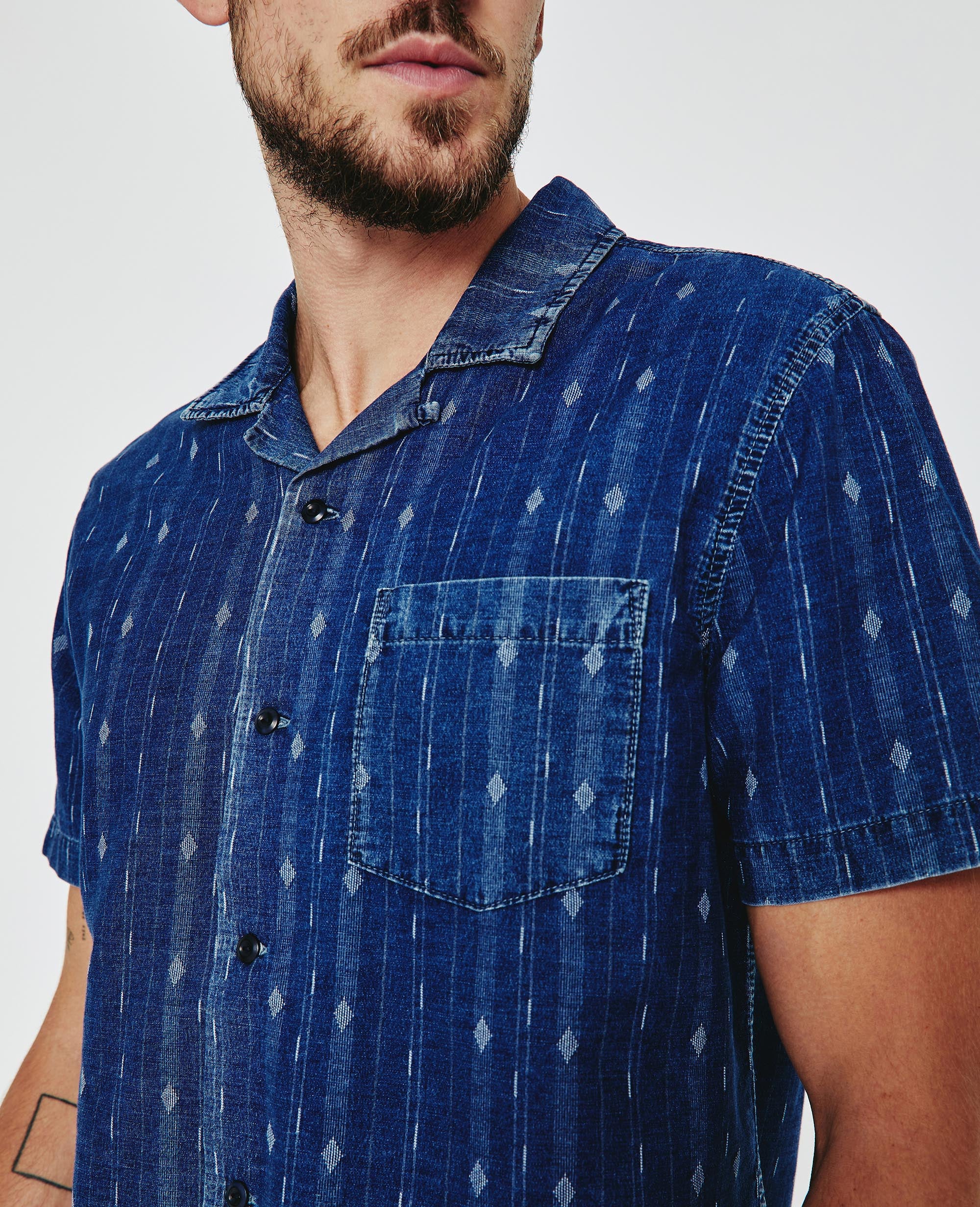 Mens Foster Short Sleeve Shirt Atlas Indigo