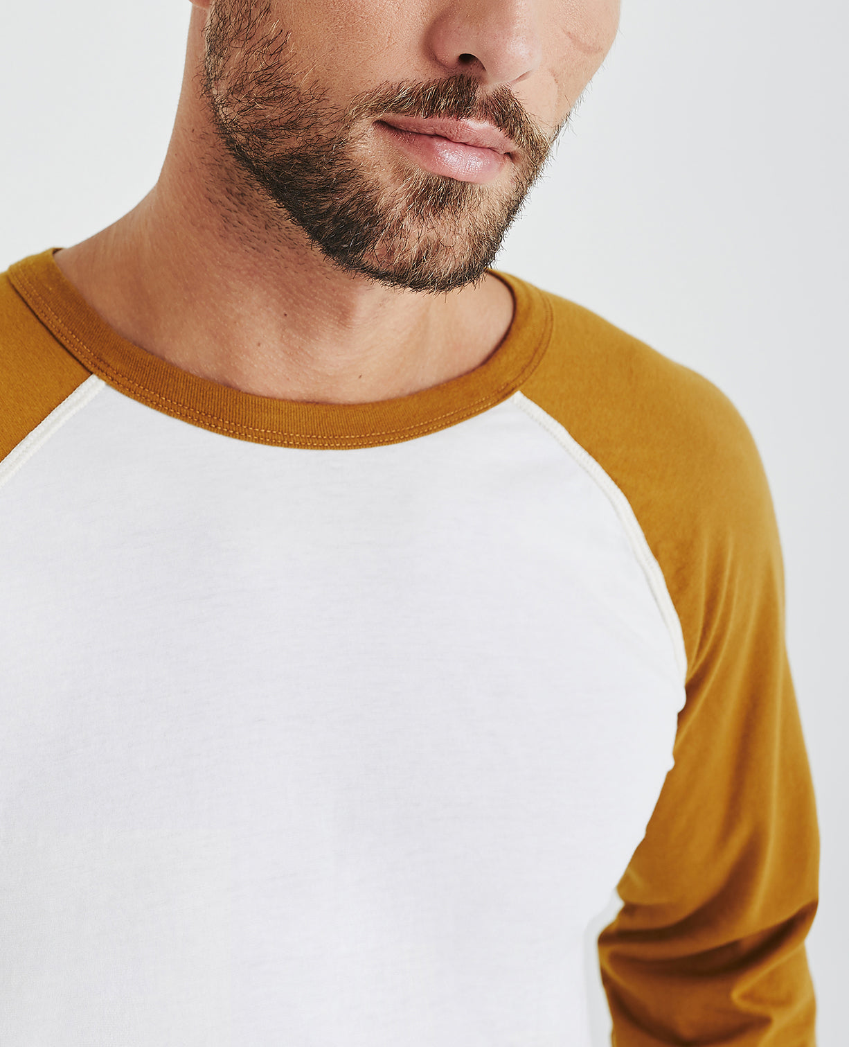 Liam Raglan Crew Ivory Dust/Mustard Gold Long Sleeve Raglan Men Tops Photo 3