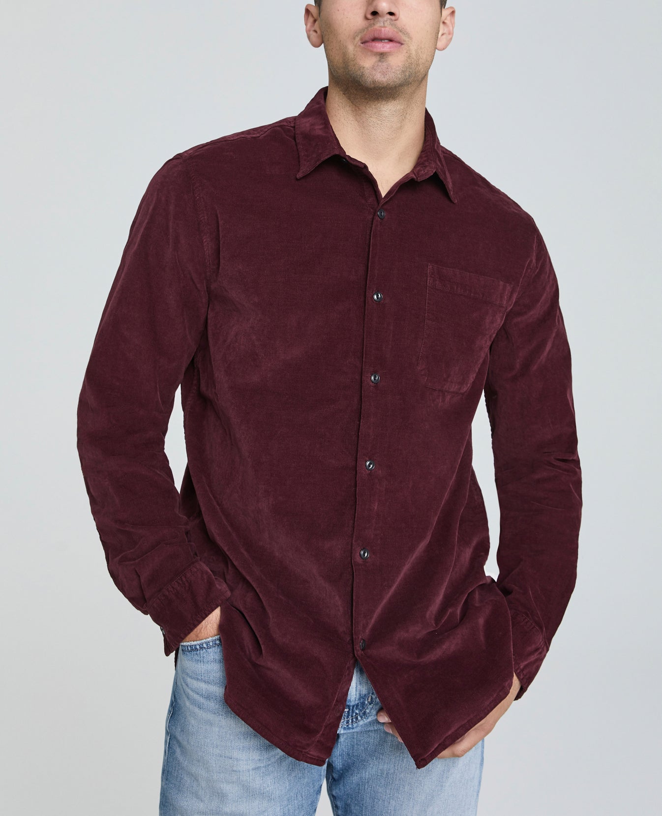 Benning Single Pocket Shirt Boysenberry Velvet Corduroy Men Tops Photo 1