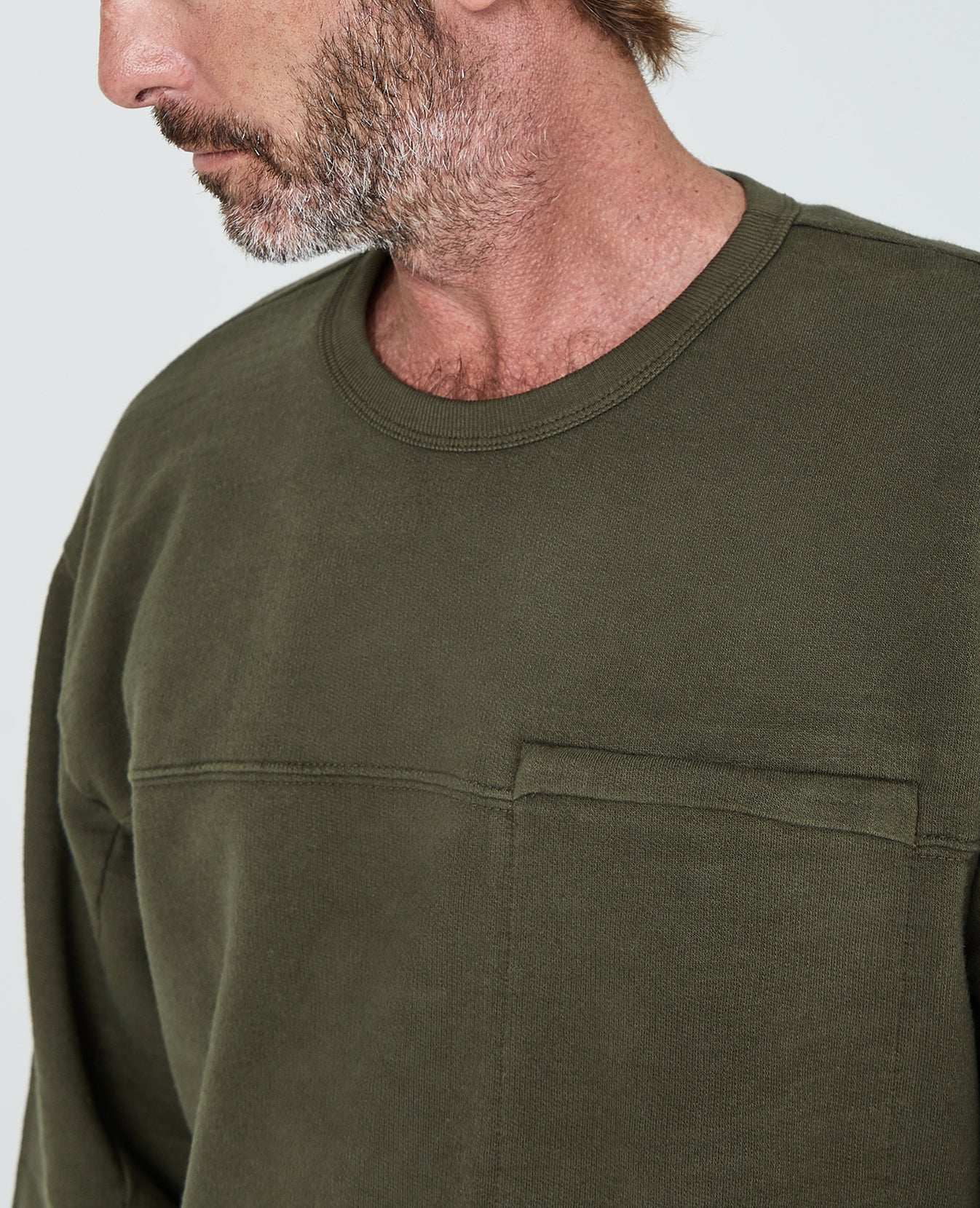 Jace Pocket Crew Dark Algae Long Sleeve Crew Men Tops Photo 2