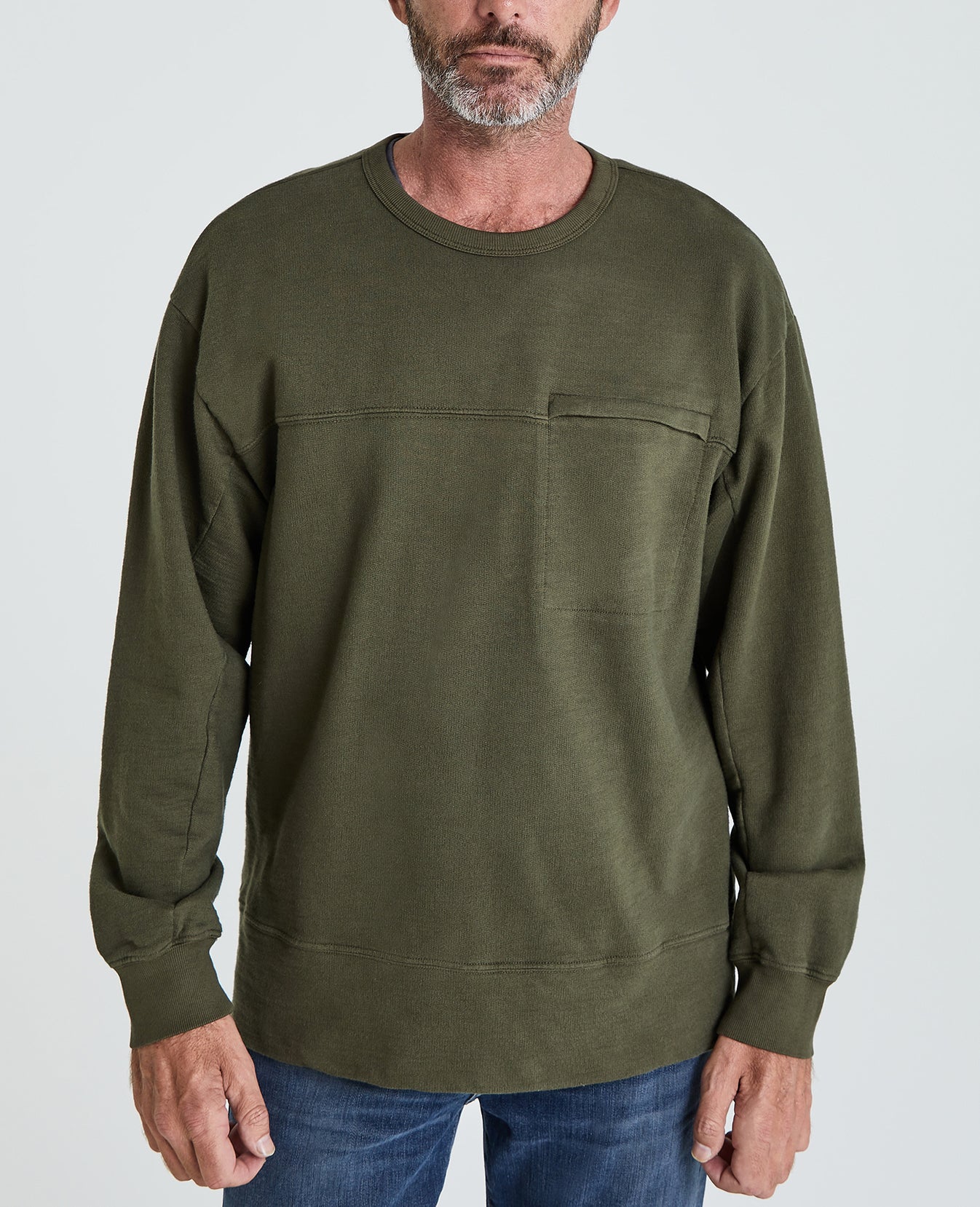 Jace Pocket Crew Dark Algae Long Sleeve Crew Men Tops Photo 3