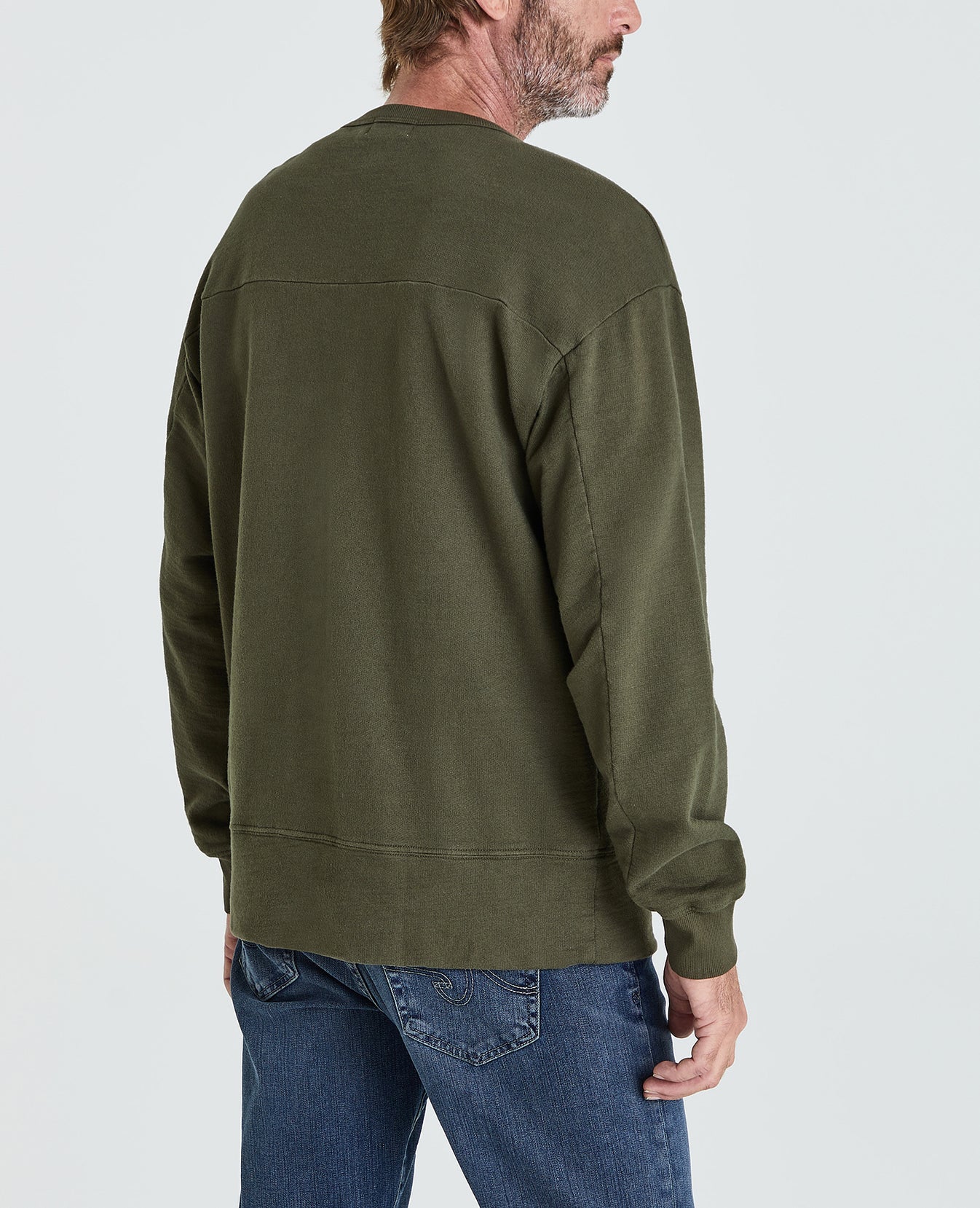 Jace Pocket Crew Dark Algae Long Sleeve Crew Men Tops Photo 4