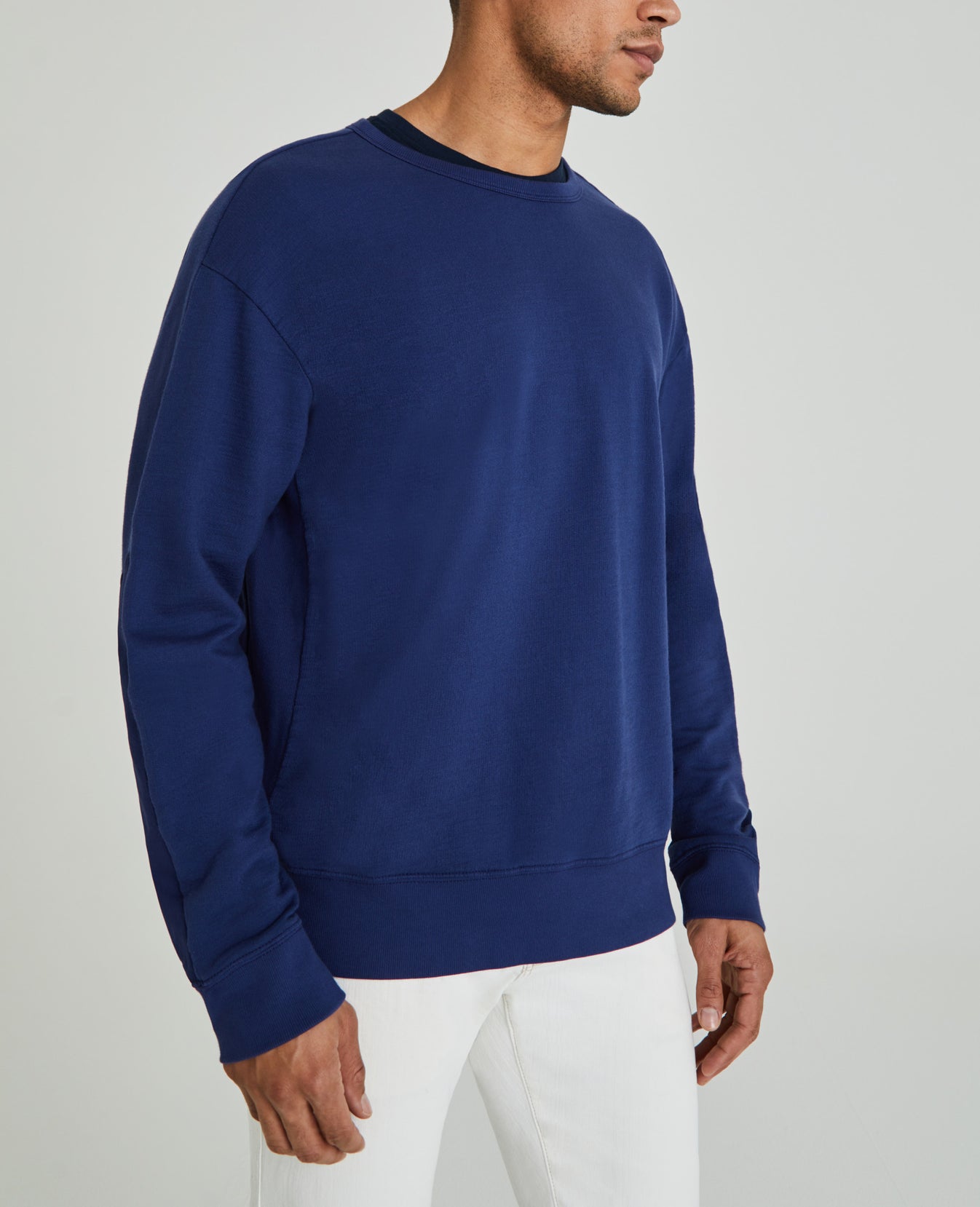 Andre Paneled Crew Bright Indigo Classic Fit Crew Men Tops Photo 2