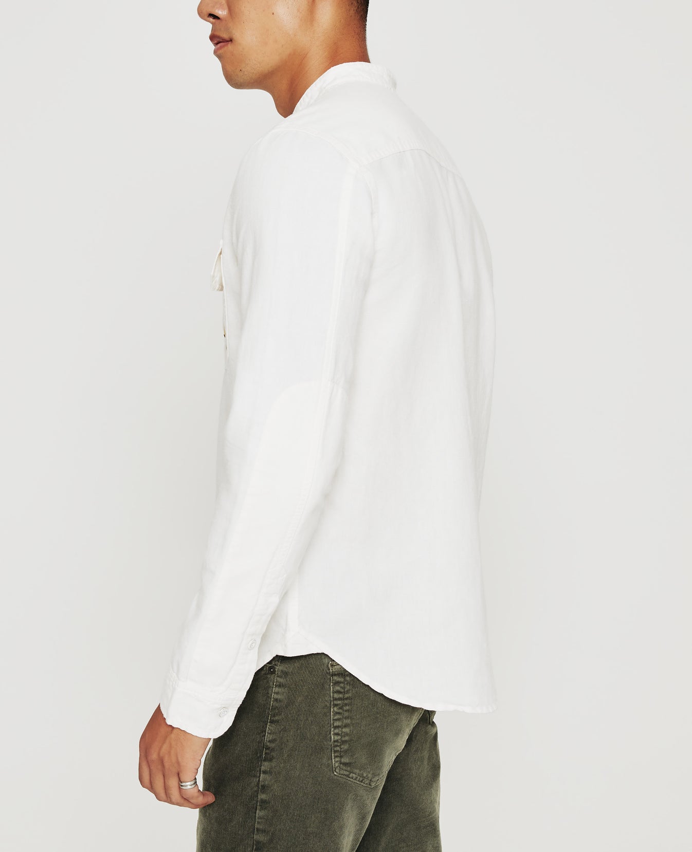 Benning Sleeve Patch Shirt Eb Super Bloom White Linen Mens Top Photo 4