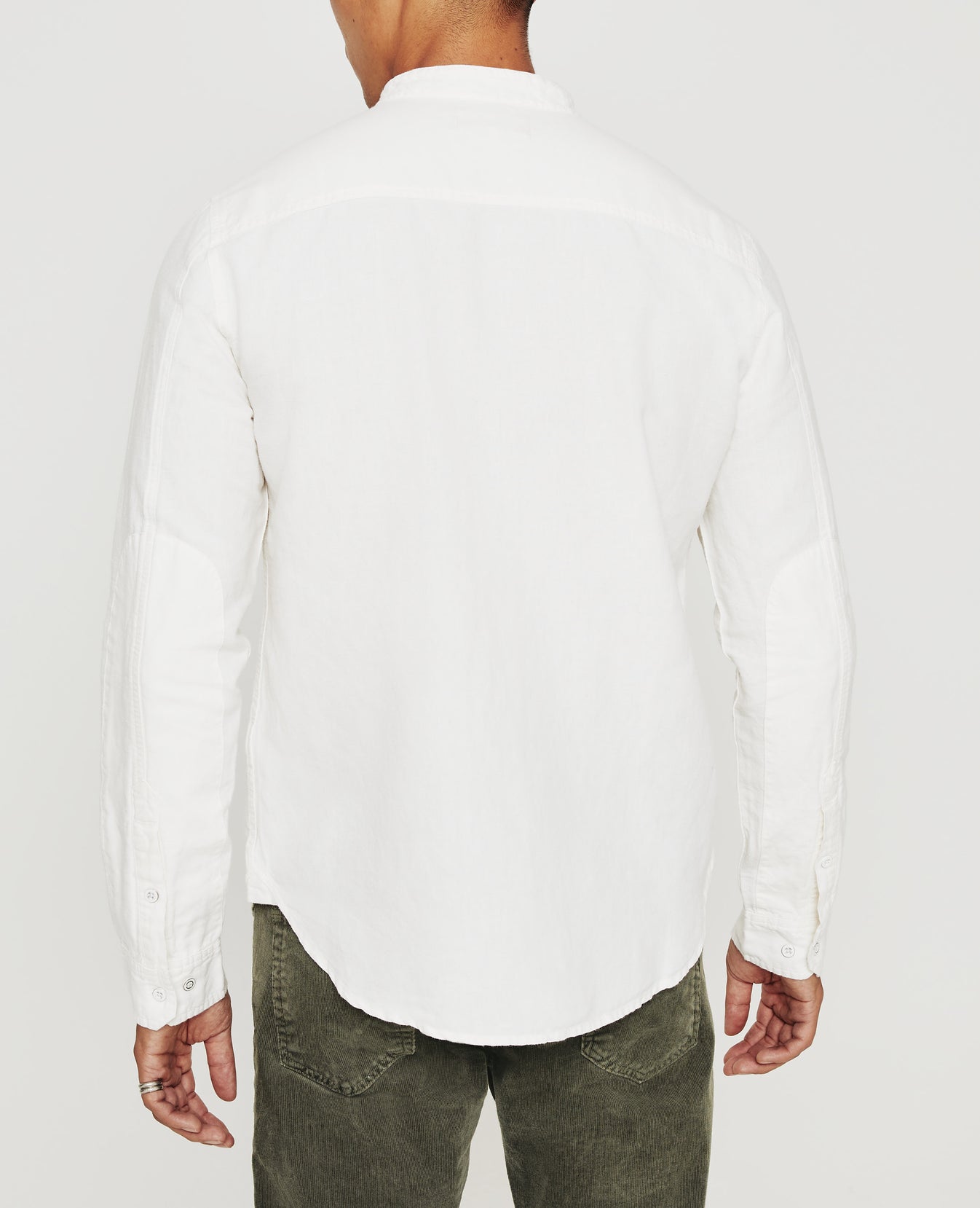 Benning Sleeve Patch Shirt Eb Super Bloom White Linen Mens Top Photo 6