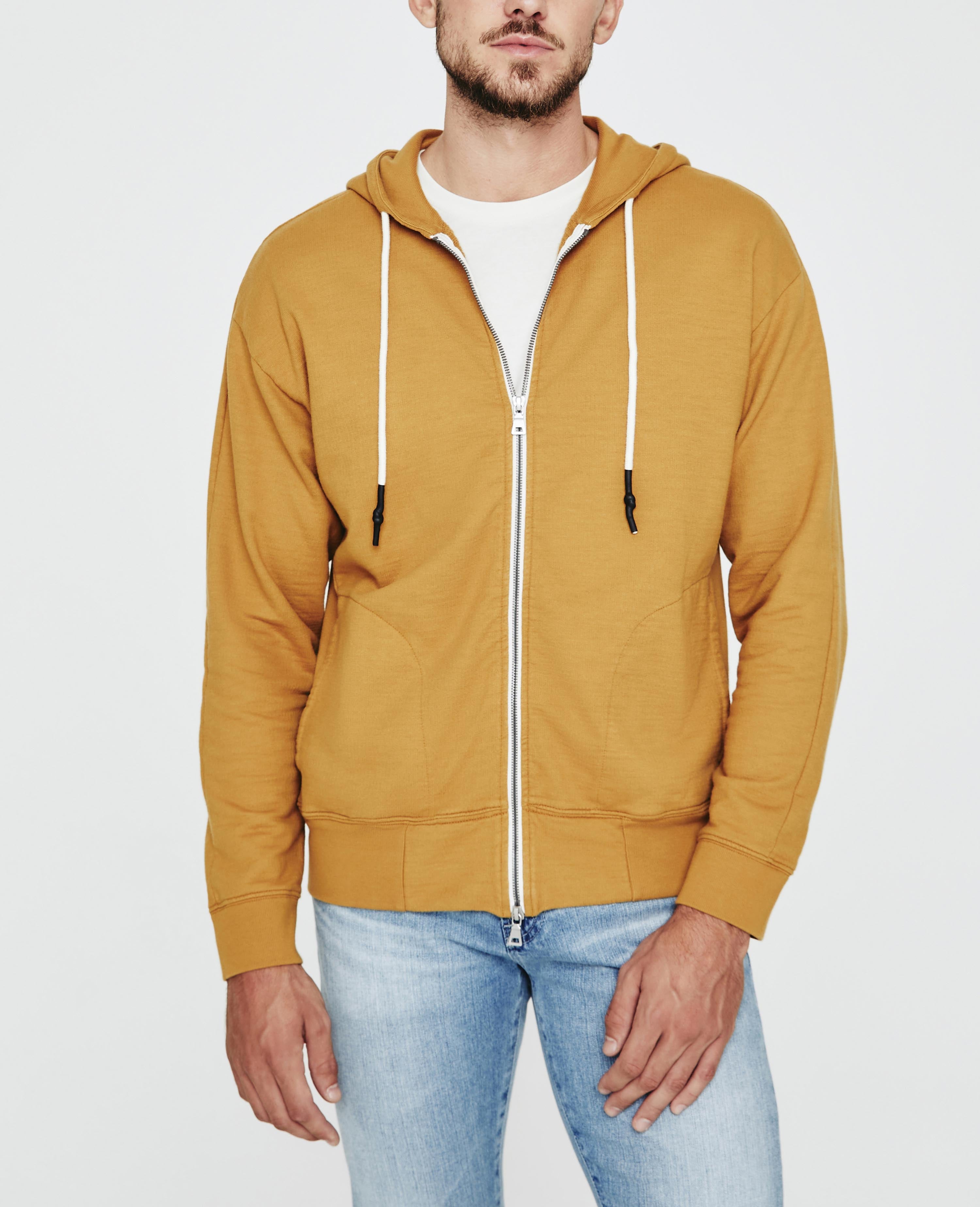 Mustard yellow discount zip up hoodie