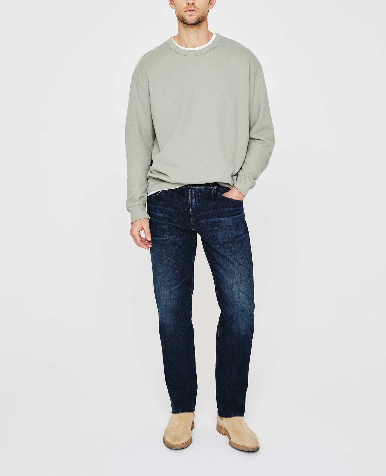 Arc Crew Natural Agave Relaxed Crew Neck Men Tops Photo 1