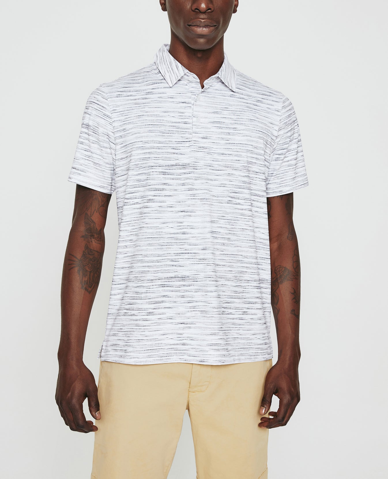 Bryce Polo Slub Stripe Light Grey Mens Top Photo 1