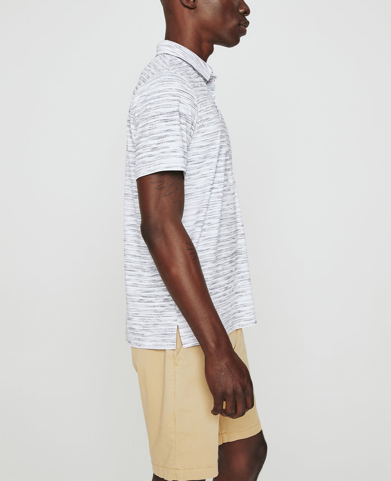 Bryce Polo Slub Stripe Light Grey Mens Top Photo 5