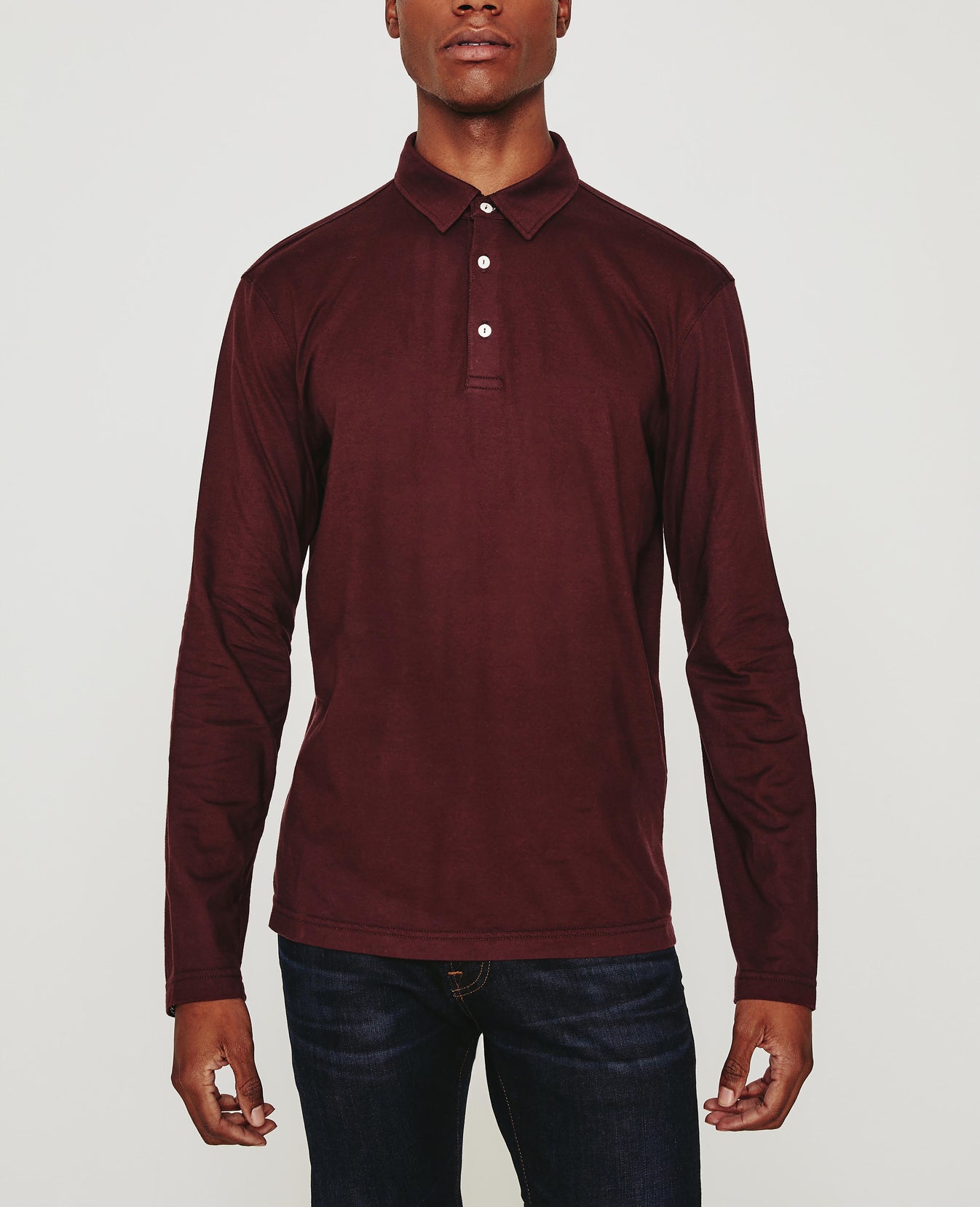 Bryce Long Sleeve Polo Boysenberry Classic Fit Polo Men Tops Photo 1