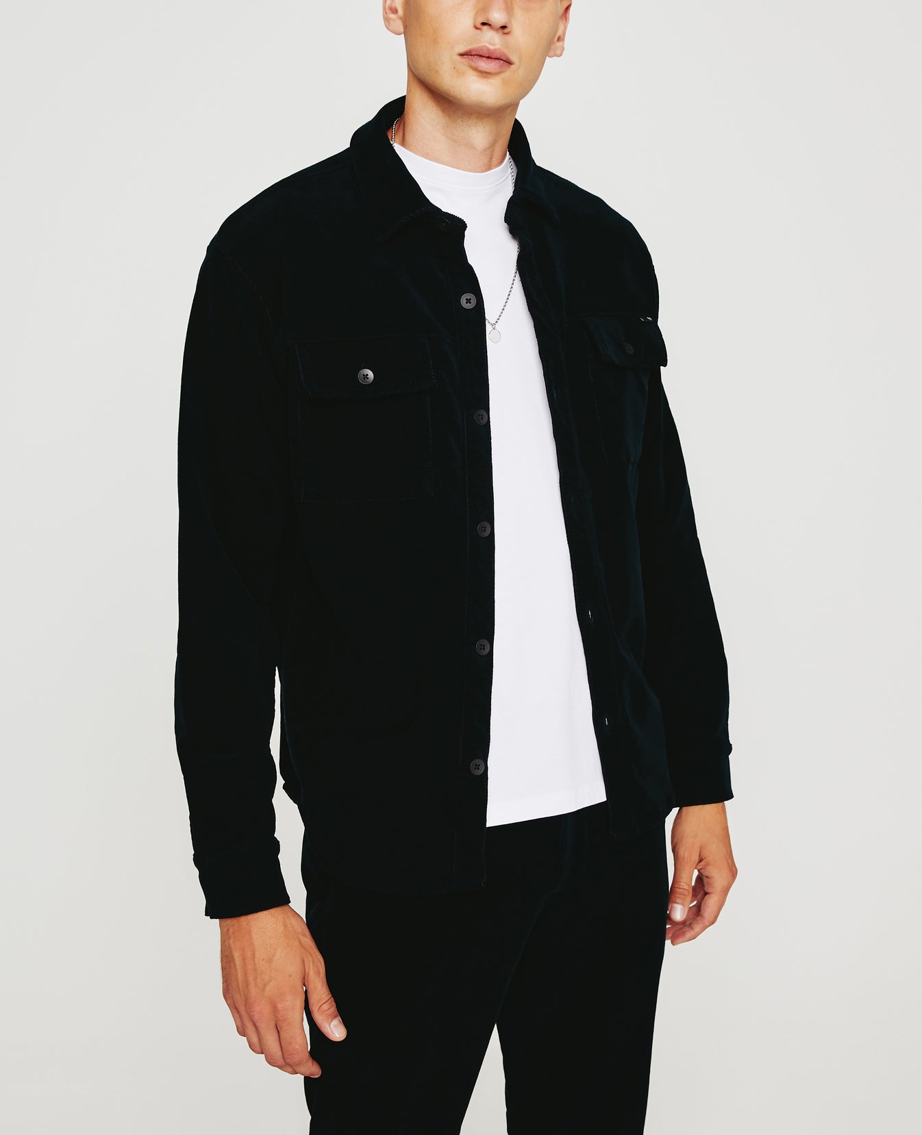 Elias Shirt Jacket Pure Black Mens Top Photo 1