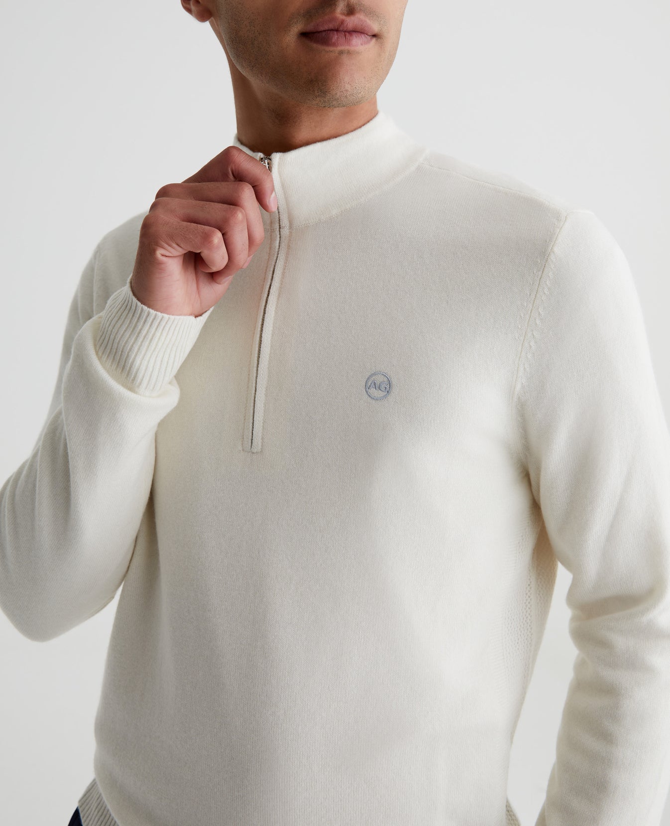 Baker 3/4 Zip Pullover Natural White Mens Top Photo 5