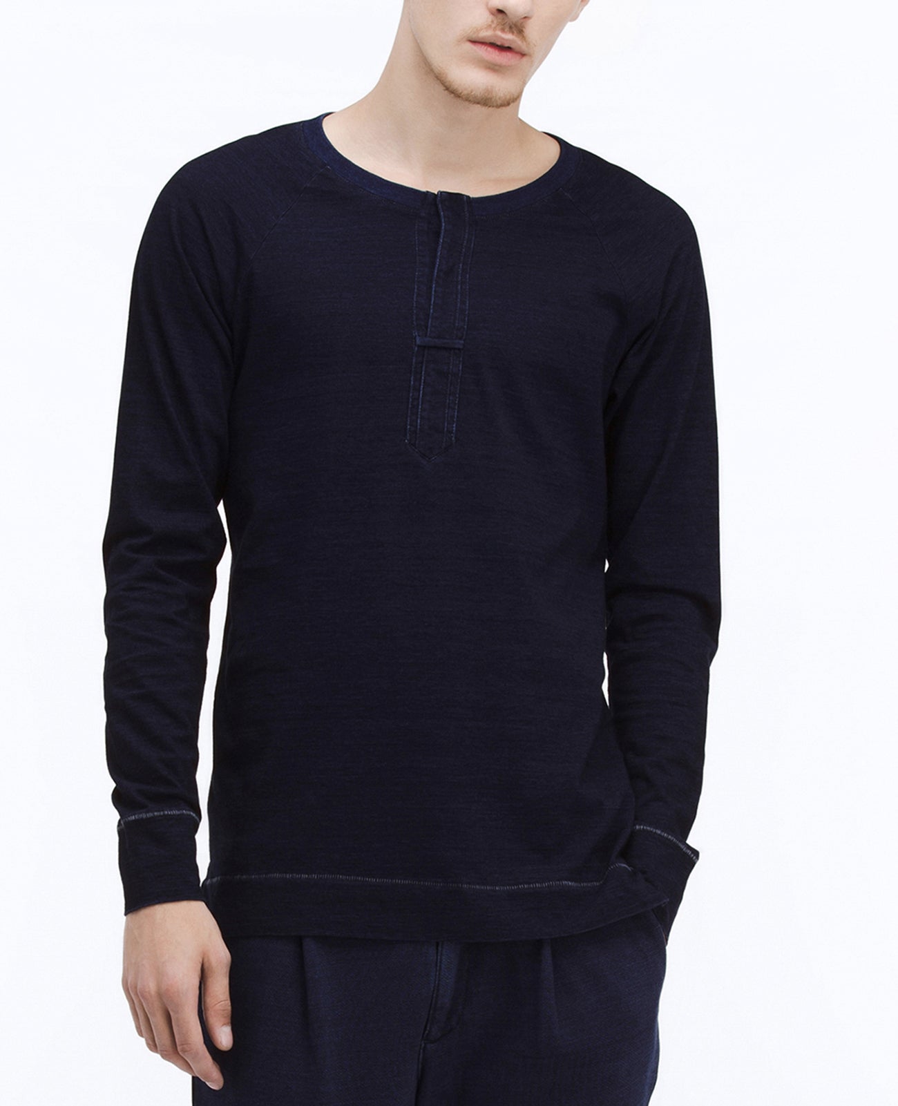 Tange Henley Indigo Knit Three Indigo Capsule Men Tops Photo 1