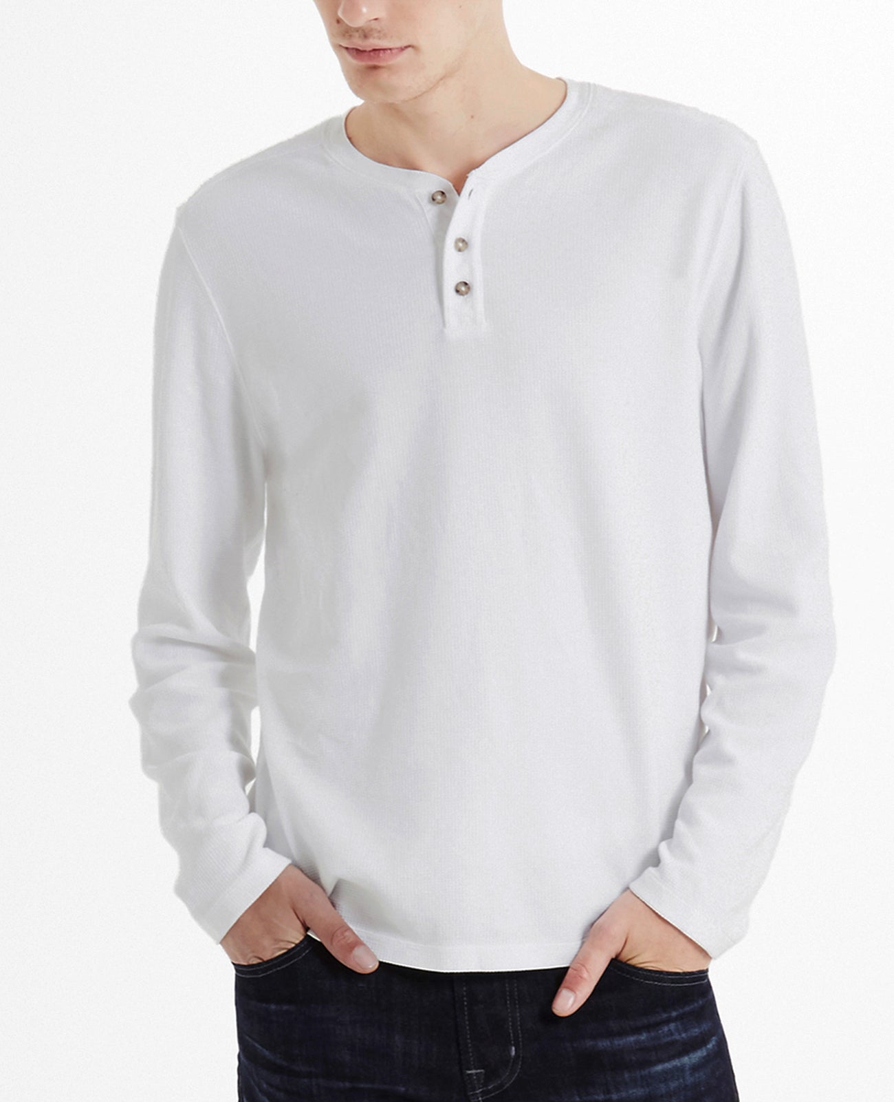 Remi Long Sleeve Henley True White Long Sleeve Henley Men Tops Photo 1