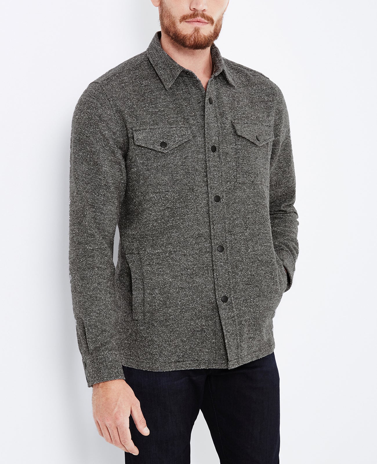 Patton Shirt Jacket Peppered Charcoal Shirt Jacket Men Tops Photo 1