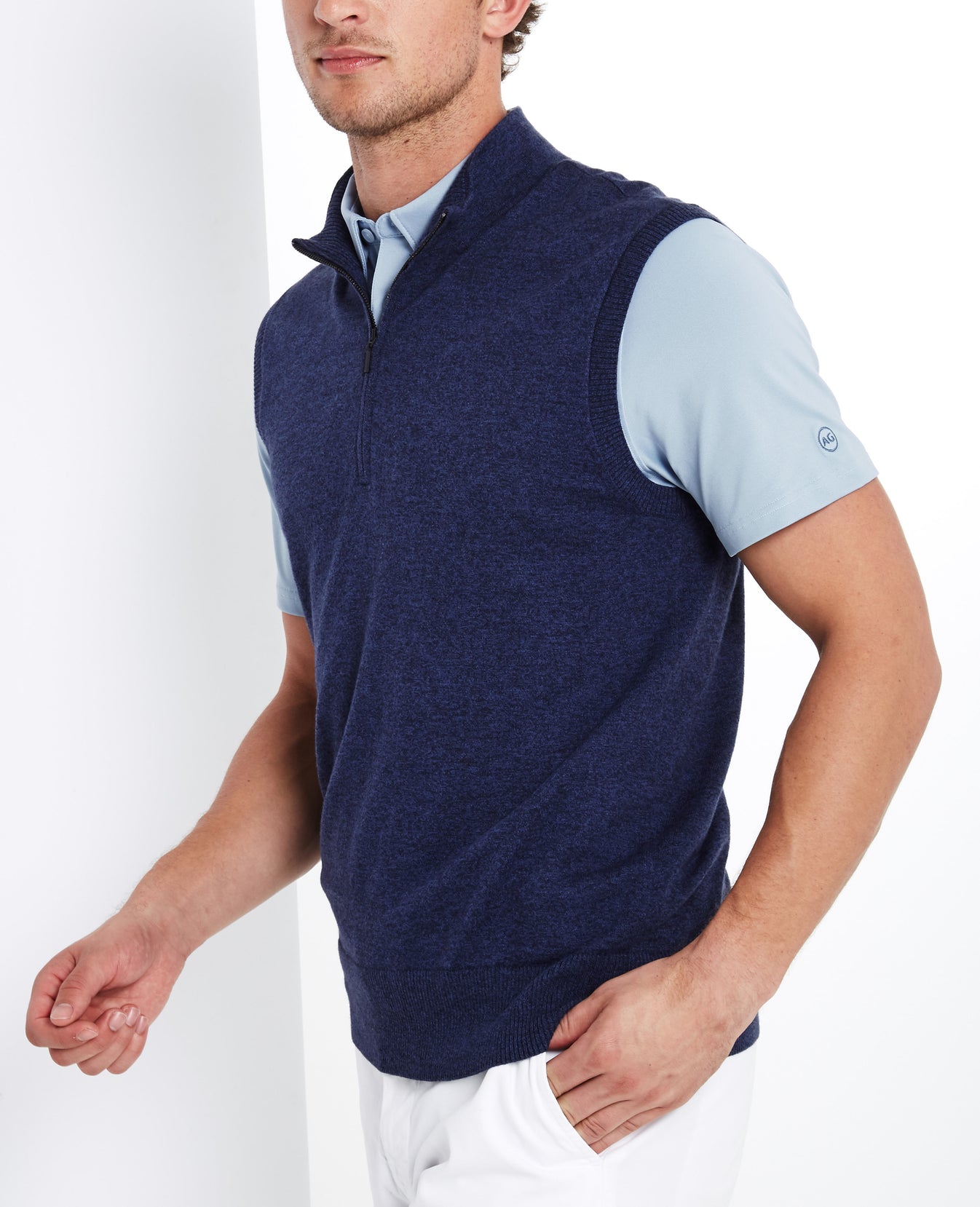 Voss Vest Heather Naval Blue Mens Top Photo 1