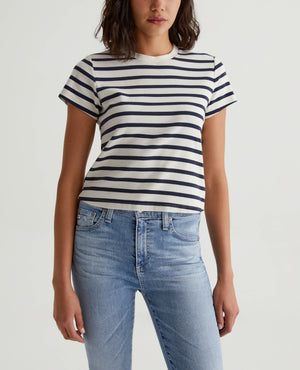 Sadie Crew Ivory Dust/Deep Navy Womens Top Photo 1