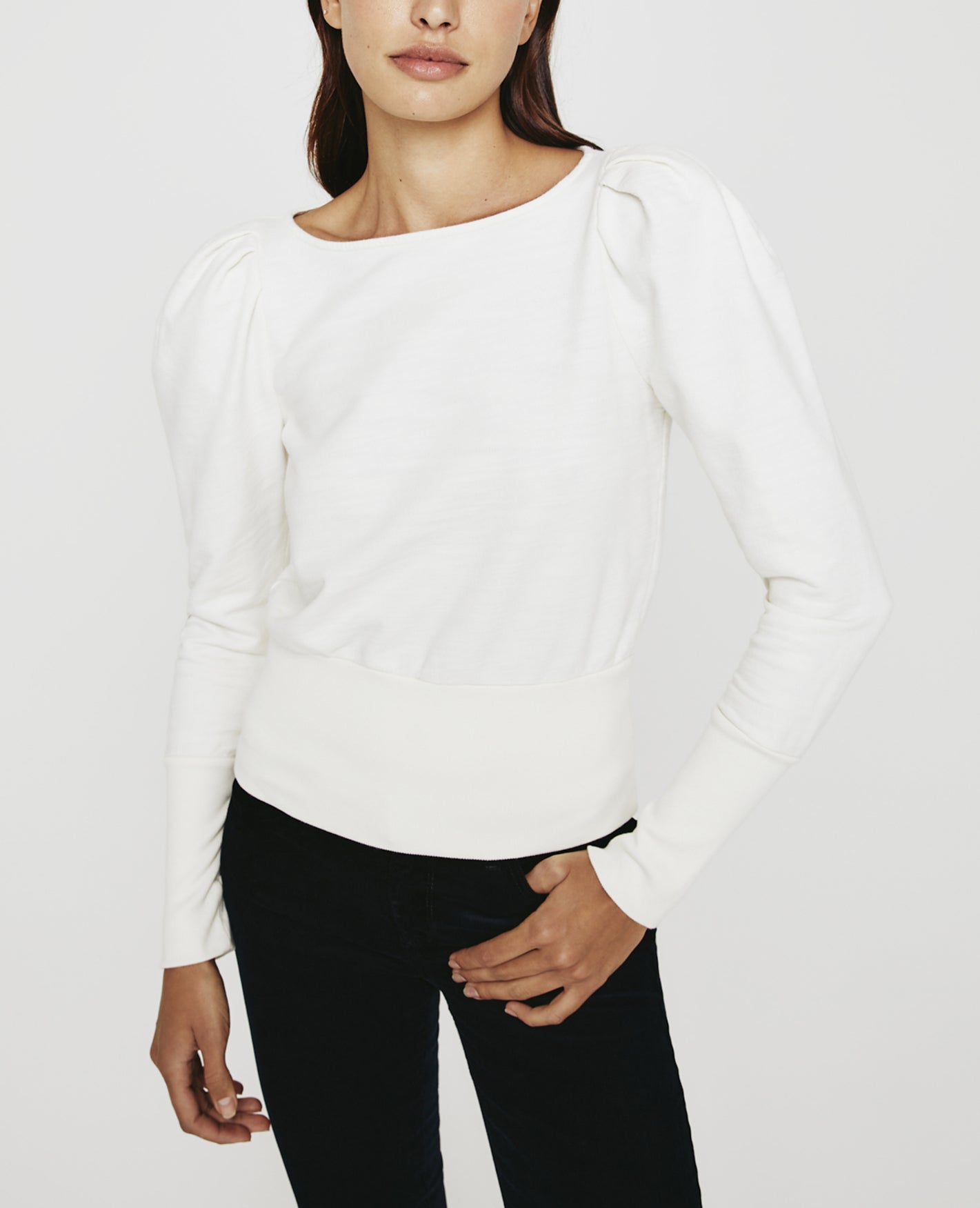 White puff sleeve sweatshirt hot sale