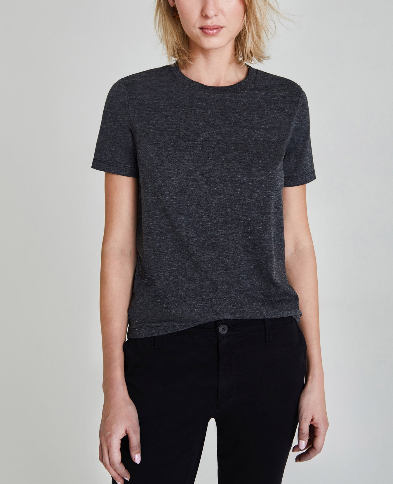 Gray Boy Tee Heather Charcoal Slim Crew Neck Women Tops Photo 1