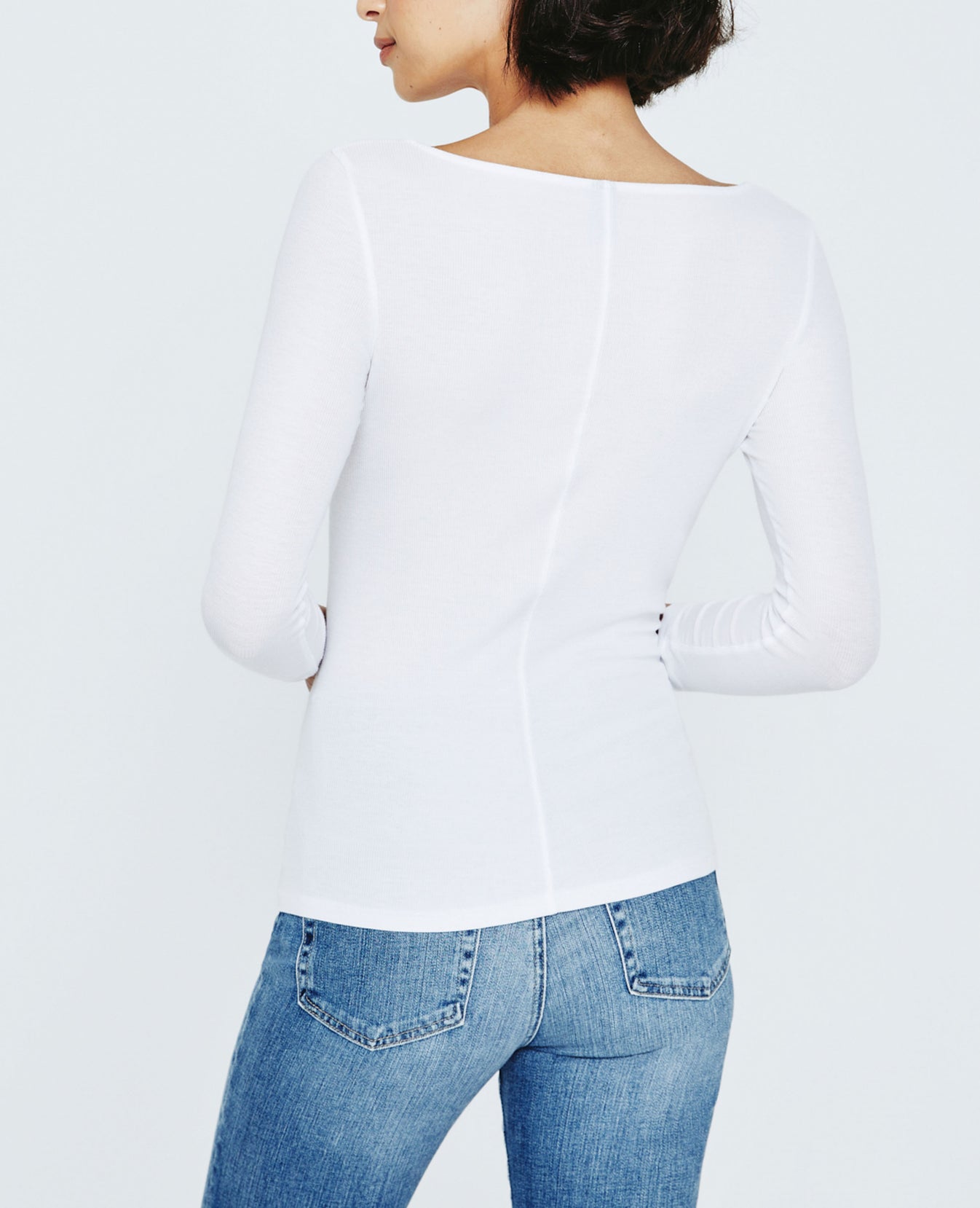 Brigitte Square Neck Tee True White Ribbed Knit Collection Women Tops Photo 4