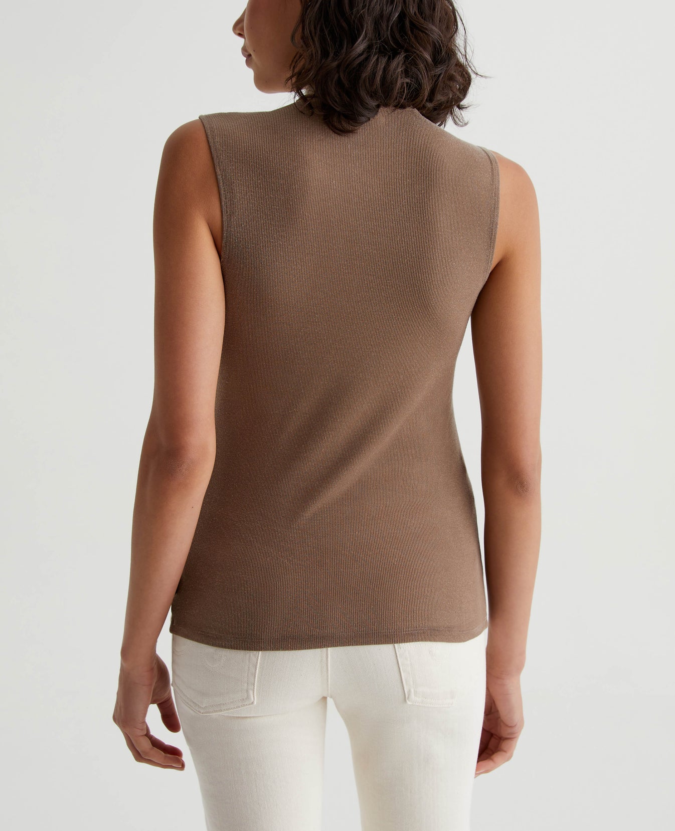 Edie Sleeveless Turtleneck Wild Mushroom Womens Top Photo 6