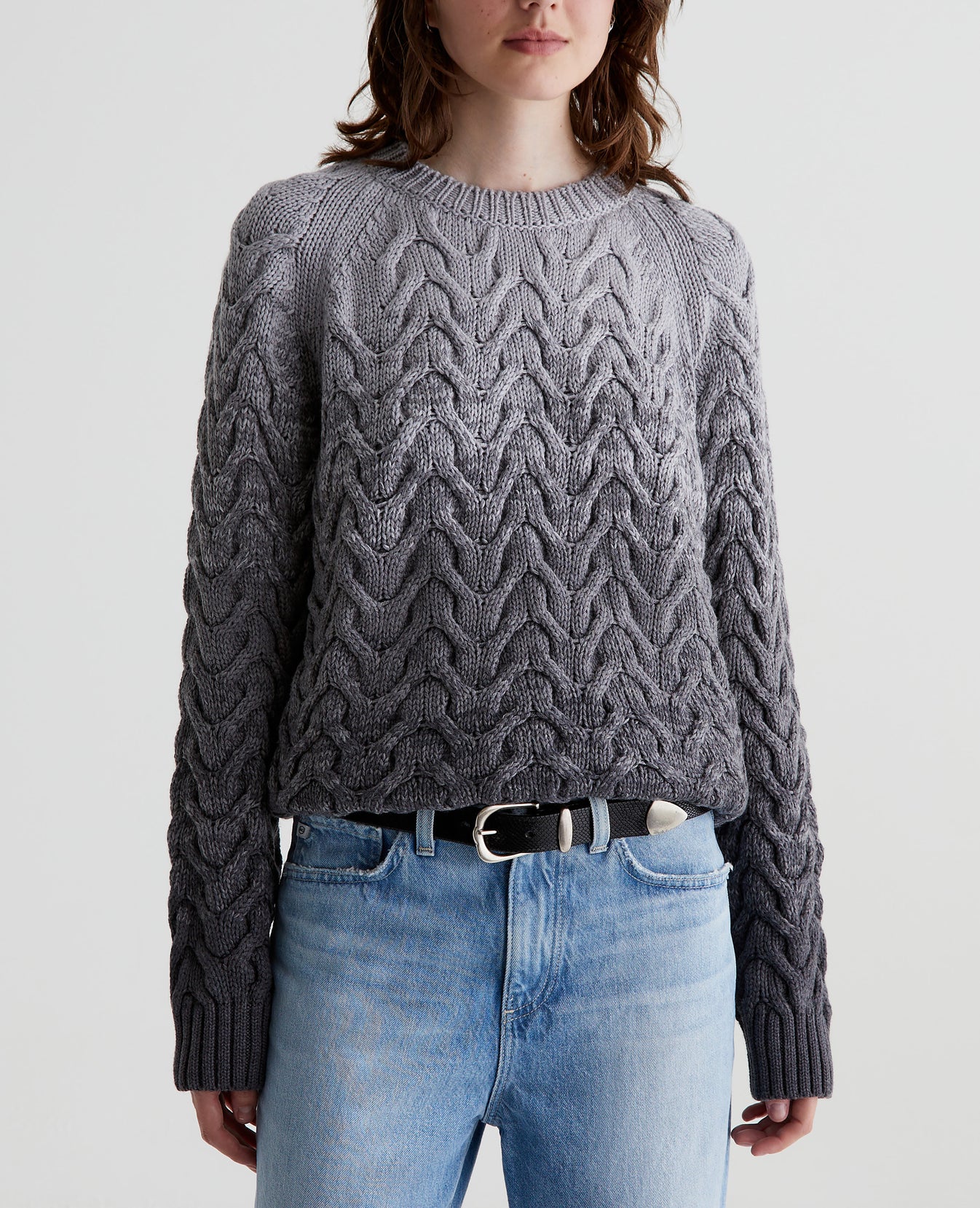 Oversize Ombre Crew Grey Womens Top Photo 1